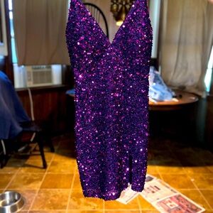 CUTE DRESS!!  Super cute purple sparkly homecoming dress